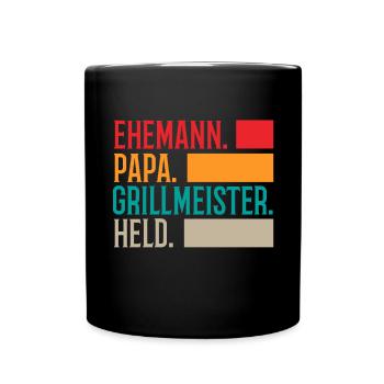 Ehemann Papa Grillmeister - Tasse einfarbig - Schwarz - Vorne