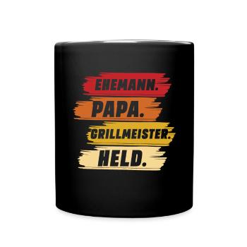 Ehemann Papa Grillmeister - Tasse einfarbig - Schwarz - Vorne