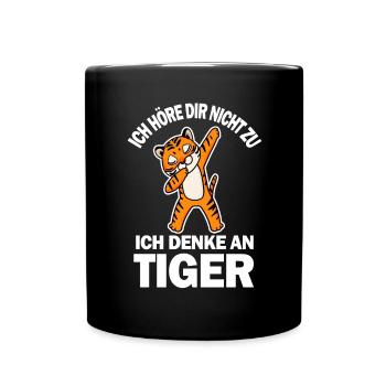 Tiger Spruch lustig - Tasse einfarbig - Schwarz - Vorne