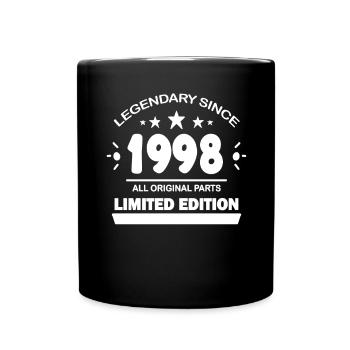 1998 - Jahrgang 1998 - Baujahr 1998 - Tasse einfarbig - Schwarz - Vorne