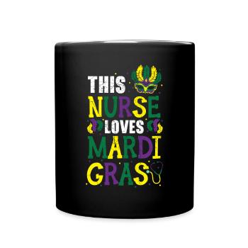This Nurse Loves Mardi Gras New Orleans Louisiana - Full Colour Mug - black - Front