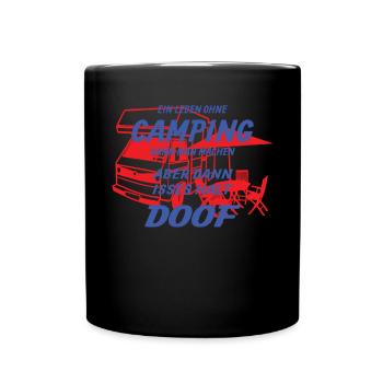 Camper Geschenkidee Camping - Tasse einfarbig - Schwarz - Vorne
