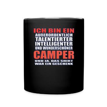 Camper Geschenkidee Camping - Tasse einfarbig - Schwarz - Vorne