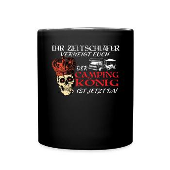 Camper Geschenkidee Camping - Tasse einfarbig - Schwarz - Vorne