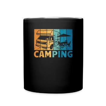 Camper Geschenkidee Camping - Tasse einfarbig - Schwarz - Vorne