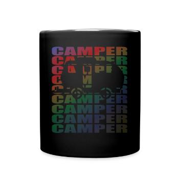 Camper Geschenkidee Camping - Tasse einfarbig - Schwarz - Vorne