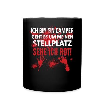 Camper Geschenkidee Camping - Tasse einfarbig - Schwarz - Vorne