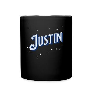 Justin Namen personalisiert - Tasse einfarbig - Schwarz - Vorne