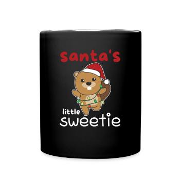 Beaver Christmas Santa's little sweetie - Full Colour Mug - black - Front