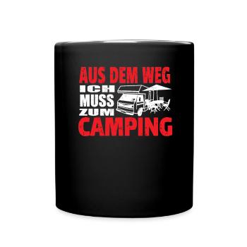 Camper Geschenkidee Camping - Tasse einfarbig - Schwarz - Vorne