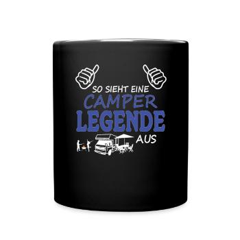 Camper Geschenkidee Camping - Tasse einfarbig - Schwarz - Vorne