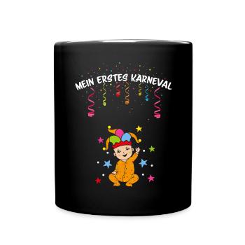 Karneval Konfetti Fasnacht Fasching Baby Narren - Tasse einfarbig - Schwarz - Vorne