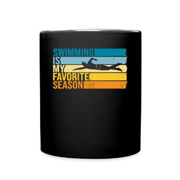 La natation est ma saison préférée - Mug uni - noir - Devant