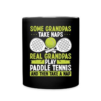 Paddle Tennis Player Match Granddad Grandpa - Tasse einfarbig - Schwarz - Vorne