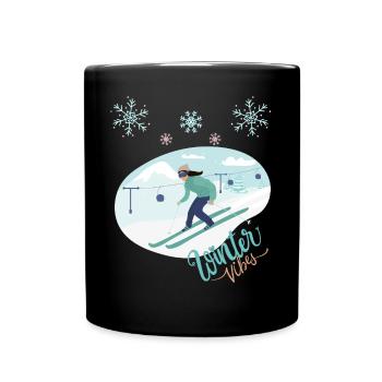 Winter Vibes - Skiing Winter Sports - Tasse einfarbig - Schwarz - Vorne