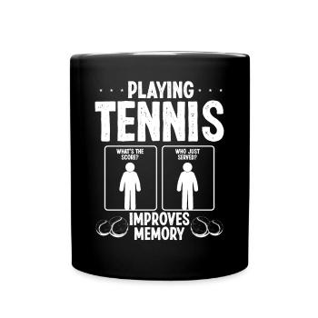 Tennis Player Match Tennis Improves Memory Team - Tasse einfarbig - Schwarz - Vorne
