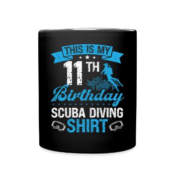 11 Year Old Scuba Diver Snorkeling Mask Dive - Full Colour Mug - black - Front