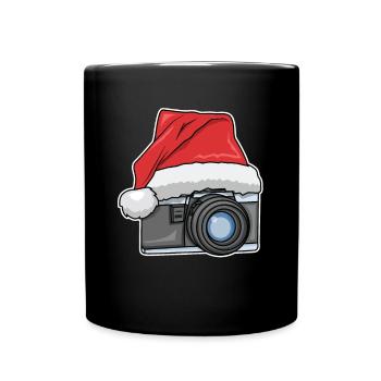 Appareil photo bonnet de Noël - Mug uni - noir - Devant