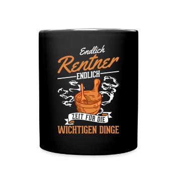 Sauna Rentner Saunieren Opa Saunagänger - Tasse einfarbig - Schwarz - Vorne