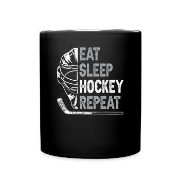 Eat Sleep Hockey Repeat Christmas Hockey T-Shirt - Tasse einfarbig - Schwarz - Vorne