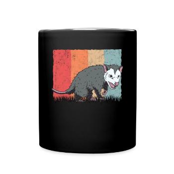 Opossum Retro Possum Vintage Marsupial Rat - Full Colour Mug - black - Front