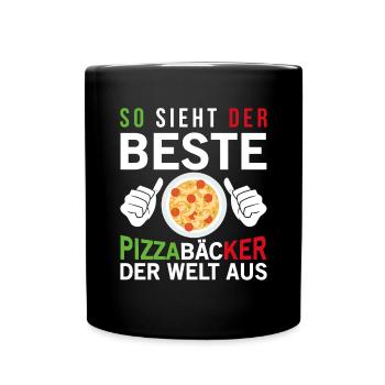 So Sieht Der Beste Pizzabäcker Der Welt Aus Pizza - Tasse einfarbig - Schwarz - Vorne