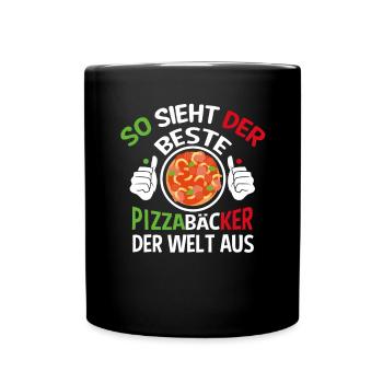So Sieht Der Beste Pizzabäcker Der Welt Aus Pizza - Tasse einfarbig - Schwarz - Vorne