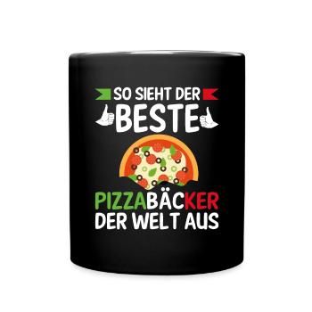 So Sieht Der Beste Pizzabäcker Der Welt Aus - Tasse einfarbig - Schwarz - Vorne