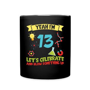 yes I'm 13 - Science Birthday - Full Colour Mug - black - Front