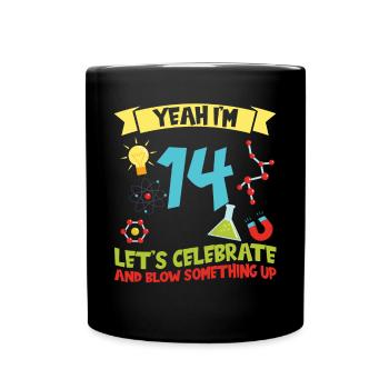 yes I'm 14 - Science Birthday - Full Colour Mug - black - Front