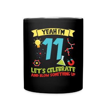 yes I'm 11 - Science Birthday - Full Colour Mug - black - Front