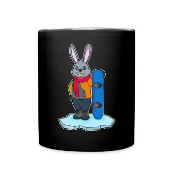 Rabbit Snowboarder Snowboard - Full Colour Mug - black - Front