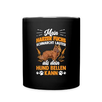 Harzer Fuchs schnarcht lauter Hütefuchs - Tasse einfarbig - Schwarz - Vorne