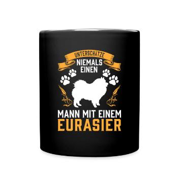 Mann mit Eurasier unterschätzen Eurasian Dog - Tasse einfarbig - Schwarz - Vorne