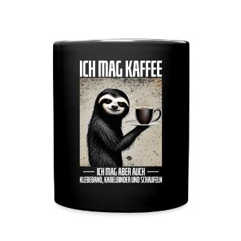 Ich Mag Kaffee Faultier Bild Kaffee Geschenk - Tasse einfarbig - Schwarz - Vorne
