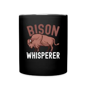 Bison Flüsterer Kuh Bison Büffel Wasserbüffel - Tasse einfarbig - Schwarz - Vorne