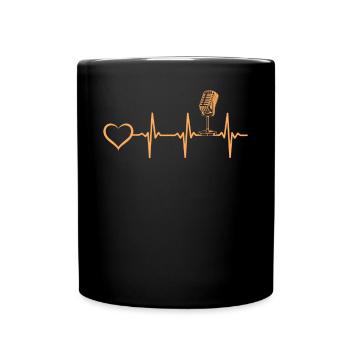 Podcaster Podcast Mic Podcast Heartbeat Heart - Mug uni - noir - Devant