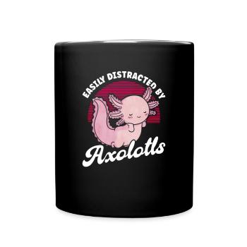 Facilement distrait par l’amphibien à queue d’Axolotl - Mug uni - noir - Devant