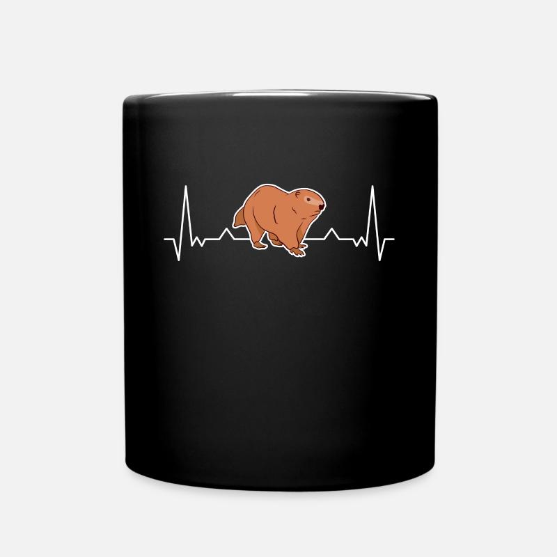 Murmeltier Herzschlag Waldmurmeltier - Tasse einfarbig - Schwarz