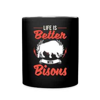 Life is better with a buffalo water buffalo - Full Colour Mug - black - Front