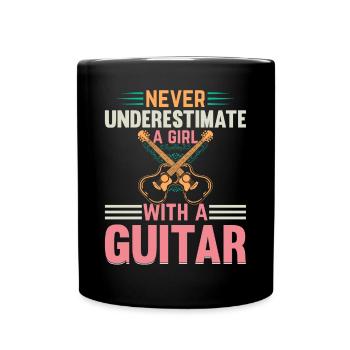 Guitariste de musique - Ne sous-estimez jamais une fille avec - Mug uni - noir - Devant