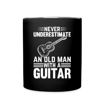 Ne sous-estimez jamais un vieil homme avec une guitare - Gui - Mug uni - noir - Devant