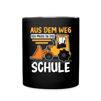 Kinder Einschulung Trecker Jungen Schulkind - Tasse einfarbig - Schwarz - Vorne