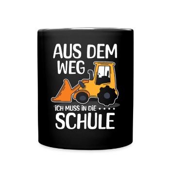 Kinder Einschulung Trecker Jungen Schulkind - Tasse einfarbig - Schwarz - Vorne