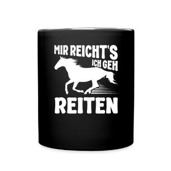 Witziger Reiter Spruch Lustiges Reiten - Tasse einfarbig - Schwarz - Vorne