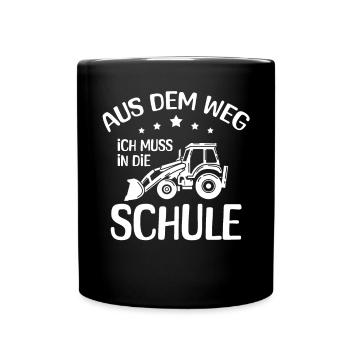 Kinder Einschulung Trecker Jungen Schulkind - Tasse einfarbig - Schwarz - Vorne
