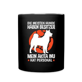 Mein Akita Inu hat Personal japanischer Spitz - Tasse einfarbig - Schwarz - Vorne