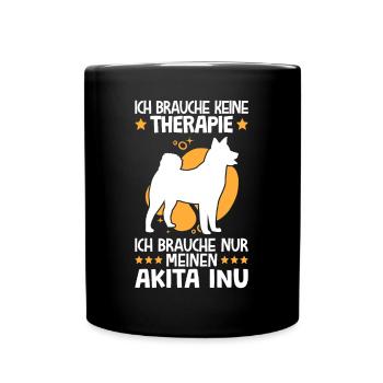 Ich brauche nur meinen Akita Inu japanischer Spitz - Tasse einfarbig - Schwarz - Vorne