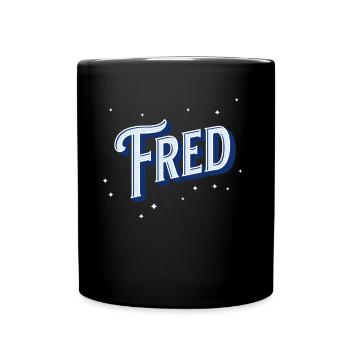 Fred Namen personalisiert - Tasse einfarbig - Schwarz - Vorne