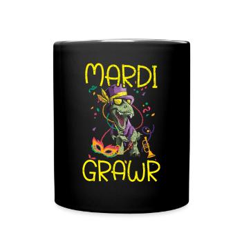 Mardi Grawr Mardi Gras Celebration Dinosaur Lover - Full Colour Mug - black - Front